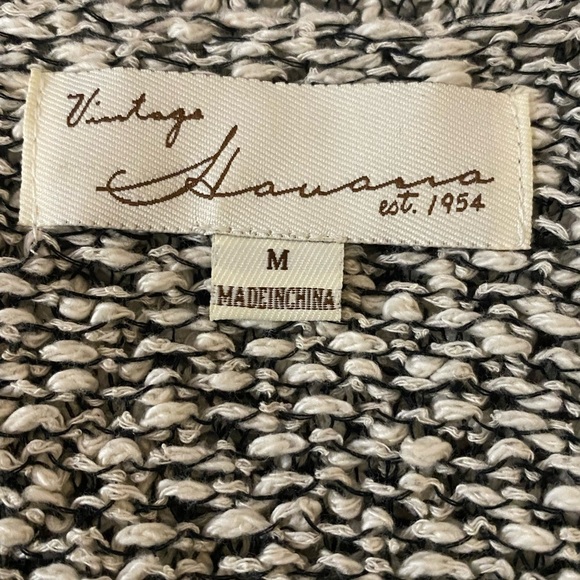 🎈VINTAGE Havana knit black and white V neck sweater size  M - Picture 7 of 11